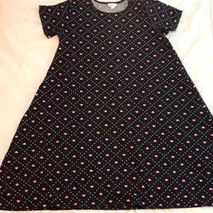 LuLaRoe Pink and Black A-Line Mini Dress